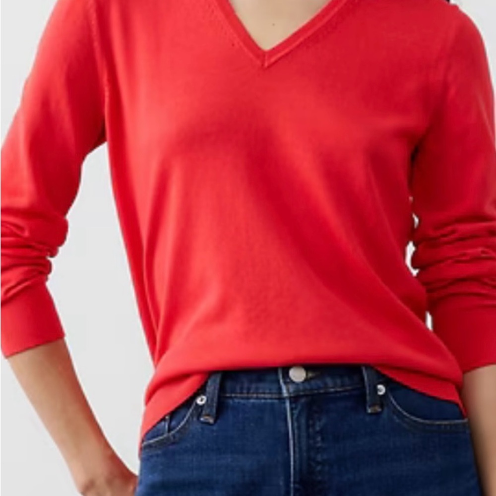 Banana Republic Women's V-Neck Red Sweater Cotton Rayon blend- large